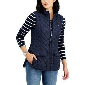New Tommy Hilfiger Sky Captain utility cargo pocket quilted puffer vest jacket